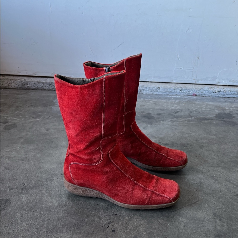 Aquatalia Red Suede Heeled Boots